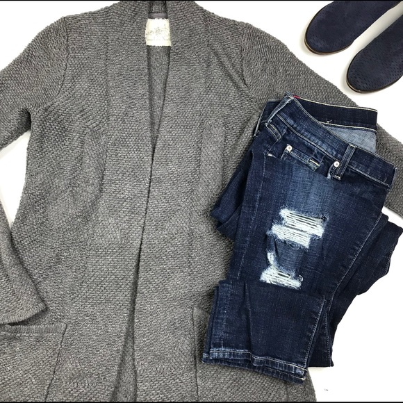 Anthropologie Sweaters - Anthropologie Open Drape Sweater Gray Size XS